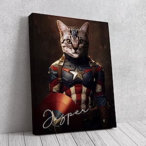 Personalized Pet Portraits with Personality, Customized Superhero Pet Portrait, Wall Pet Portrait Portrait from Photo, Personalized Gift