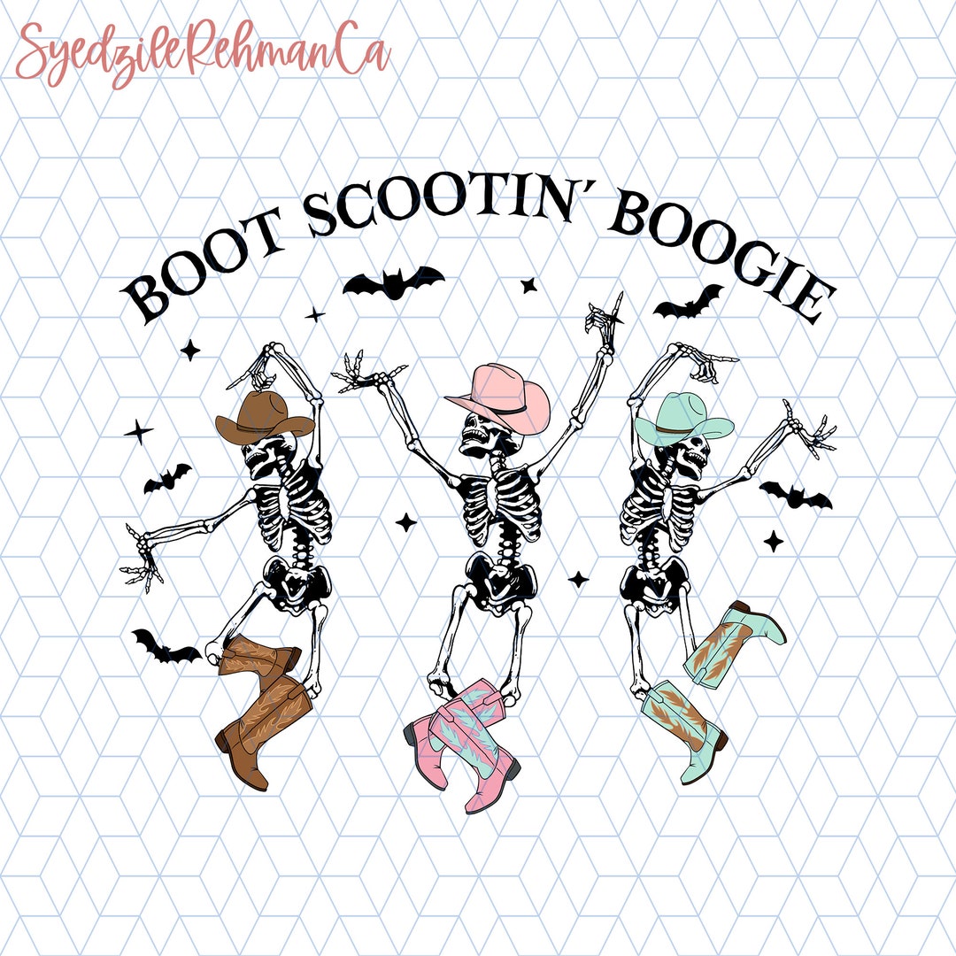 Boot Scootin Boogie Png, Halloween Western Png Svg, Funny Skeleton Svg