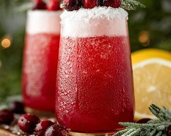 Cranberry Lemon Drop Gin Fizz Recipe | Elegant Holiday Cocktail PDF | Cranberry Gin Drink