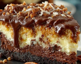 German Chocolate Cheesecake Recipe PDF - Easy Homemade Dessert Instructions Digital Download
