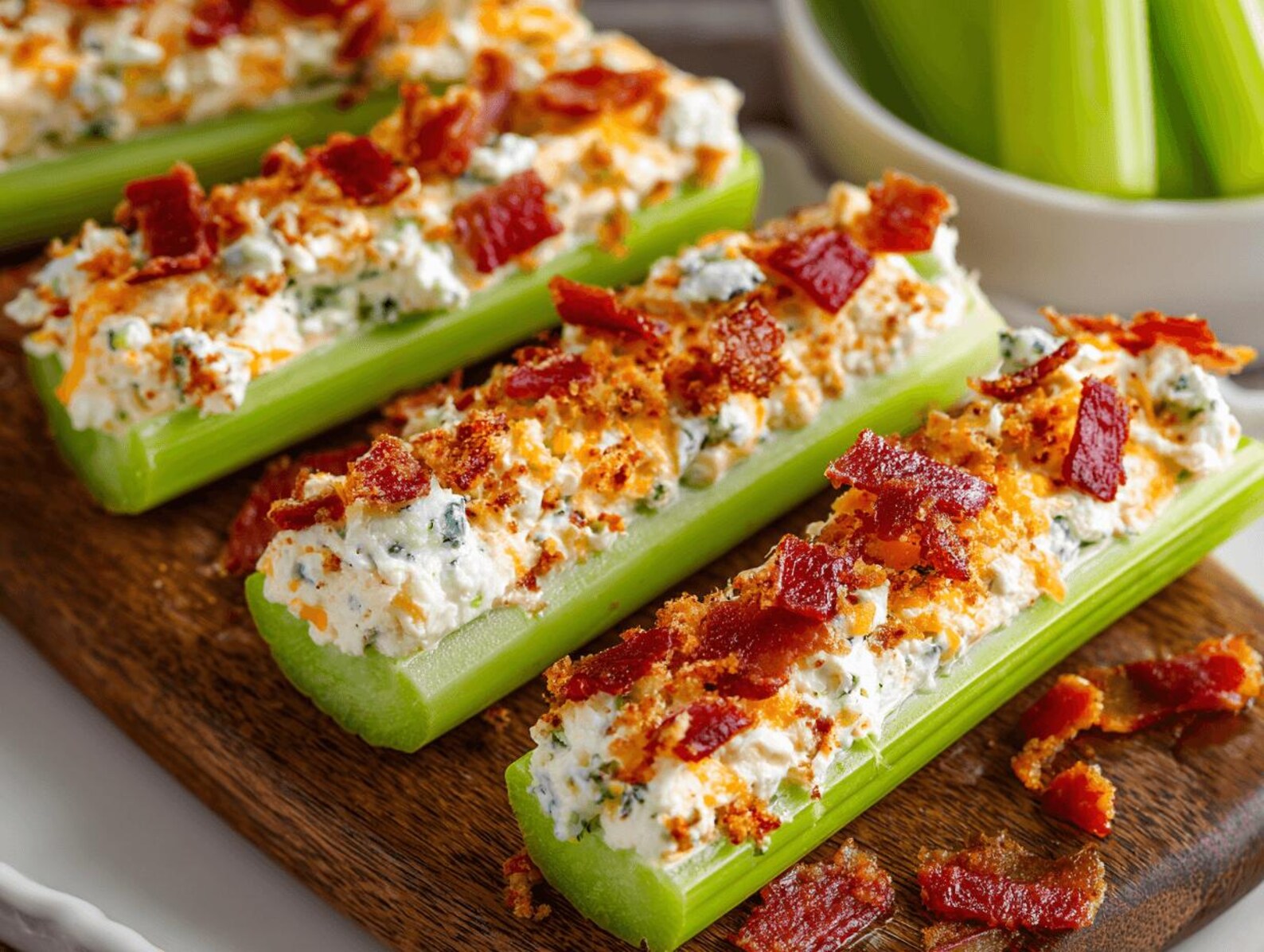 Cheddar Bacon Ranch Stuffed Celery Recipe | Easy Low Carb Appetizer ...