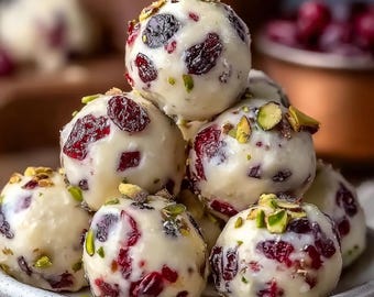 Cranberry Pistachio White Chocolate Balls Recipe PDF | No-Bake Holiday Truffles | Easy Dessert Download