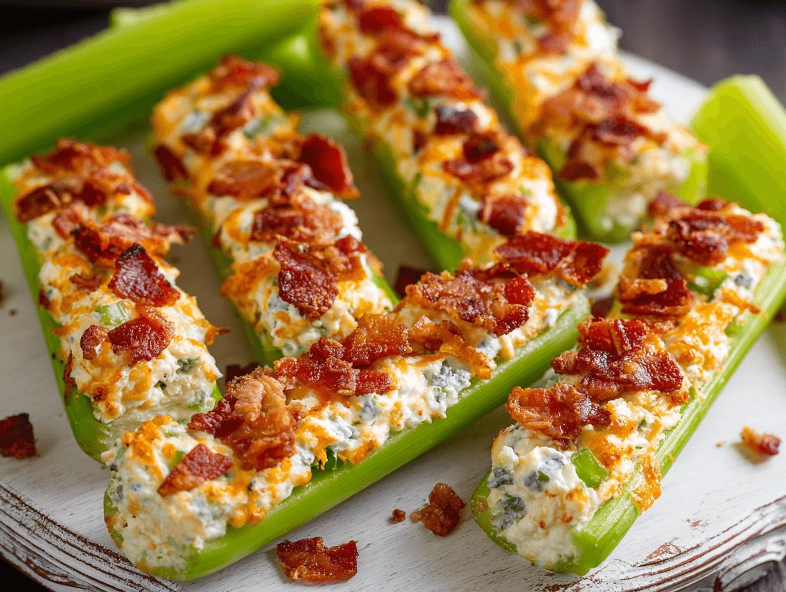 Cheddar Bacon Ranch Stuffed Celery Recipe | Easy Low Carb Appetizer ...
