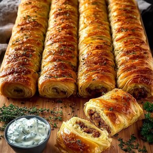 Easy Homemade Flaky Pastry Rolls Recipe PDF | Step-by-Step Guide | Crispy Meat Filled Rolls | Digital Cookbook