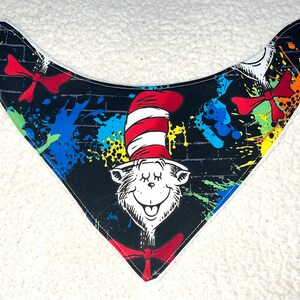 Cat in A Hat Dr Suess Dribble Bib.. Quality printed Cotton Front with a Towelling Back for great absorbency.