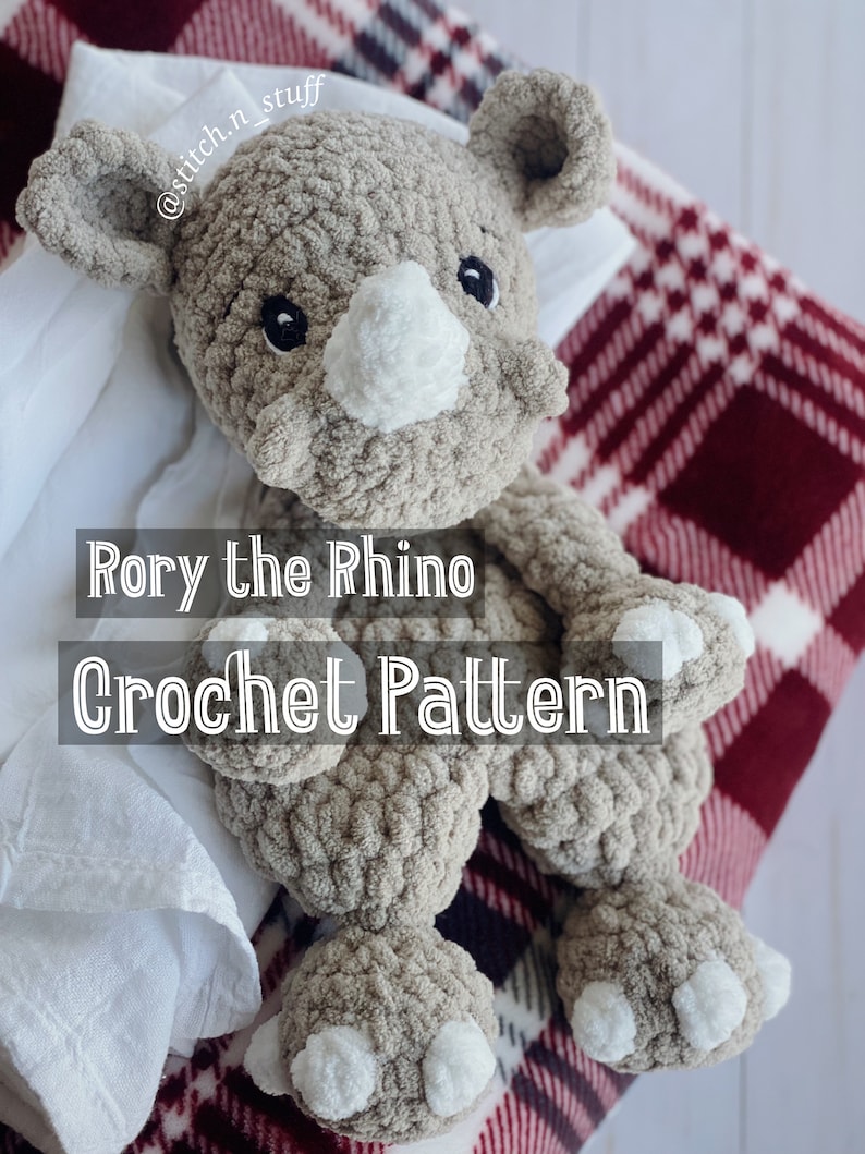 Rory the Rhino Crochet Pattern Rhino Snuggler Crochet Snuggler Pattern Crochet Rhino Digital PDF Crochet Pattern StitchnStuffByAlexia image 1