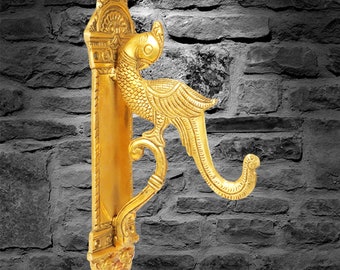 Brass Parrot Bracket Hook for Hanging Diya | Bell | Wall Hanging | Cloth Hanger Traditonal Parrot Design Diya Holder