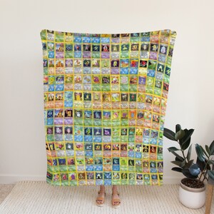 Multi Original 150 Collection Custom Trading Card Blanket Pjkachu Blanket Anime Love Collection PKM Card Blanket Sherpa Fleece