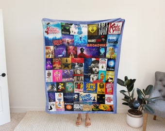 USA Made Broadway Musical Playbills Collage Blanket Personalized Gift For Musical Theater Broadway Shows Fan Music Gifts