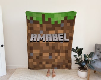 Custom Mine-craft Blanket Personalized Pixelcraft Blanket Gift Ideas For Kid Mine-craft's Lover Gift BedRoom Decor