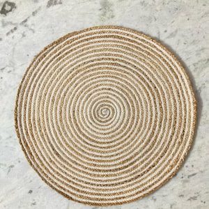 Natural Jute and cotton  Rug, circular Design Jute Rug, Home Decor rug