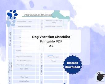 Dog Vacation Checklist | Canine Travel Planner (Printable PDF)