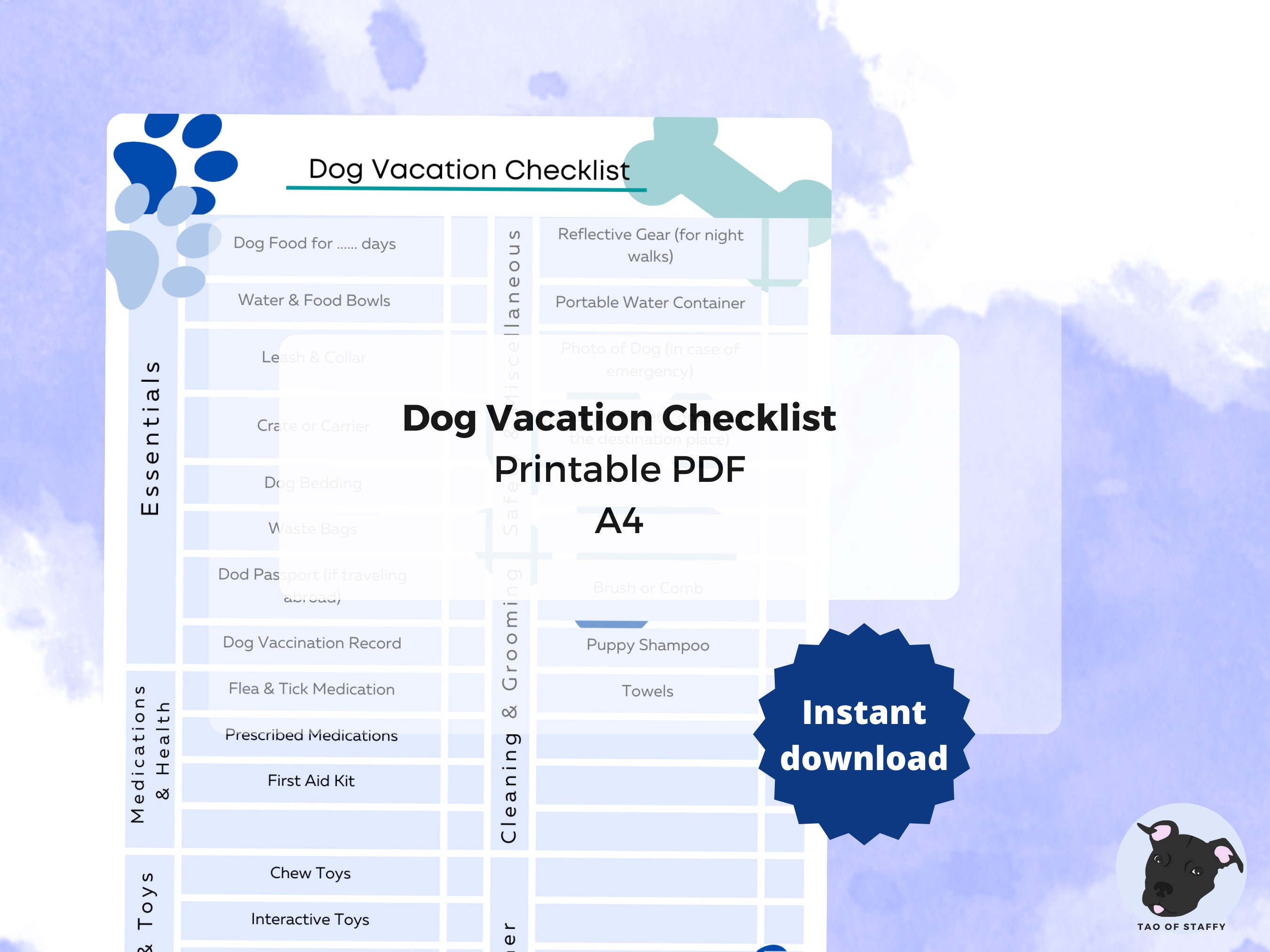 Dog Vacation Checklist Printable PDF Printable Dog Checklist Canine dog-vacation-checklist-printable-pdf-printable-dog-checklist-canine