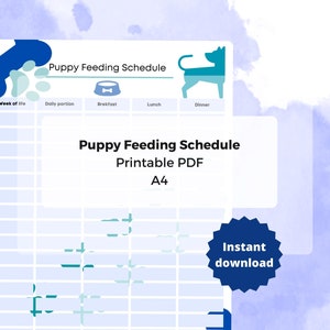 Puppy Feeding Schedule| Printable Pet Planner, Digital Download ...