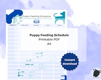 Puppy Feeding Schedule | Printable Pet Planner (Digital Download)