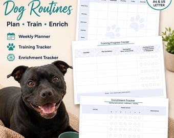 Dog Training Planner Printable, Weekly Dog Routine & Enrichment Tracker