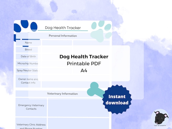 Dog Health Tracker | Pet Medical Record Keeper (Printable PDF)