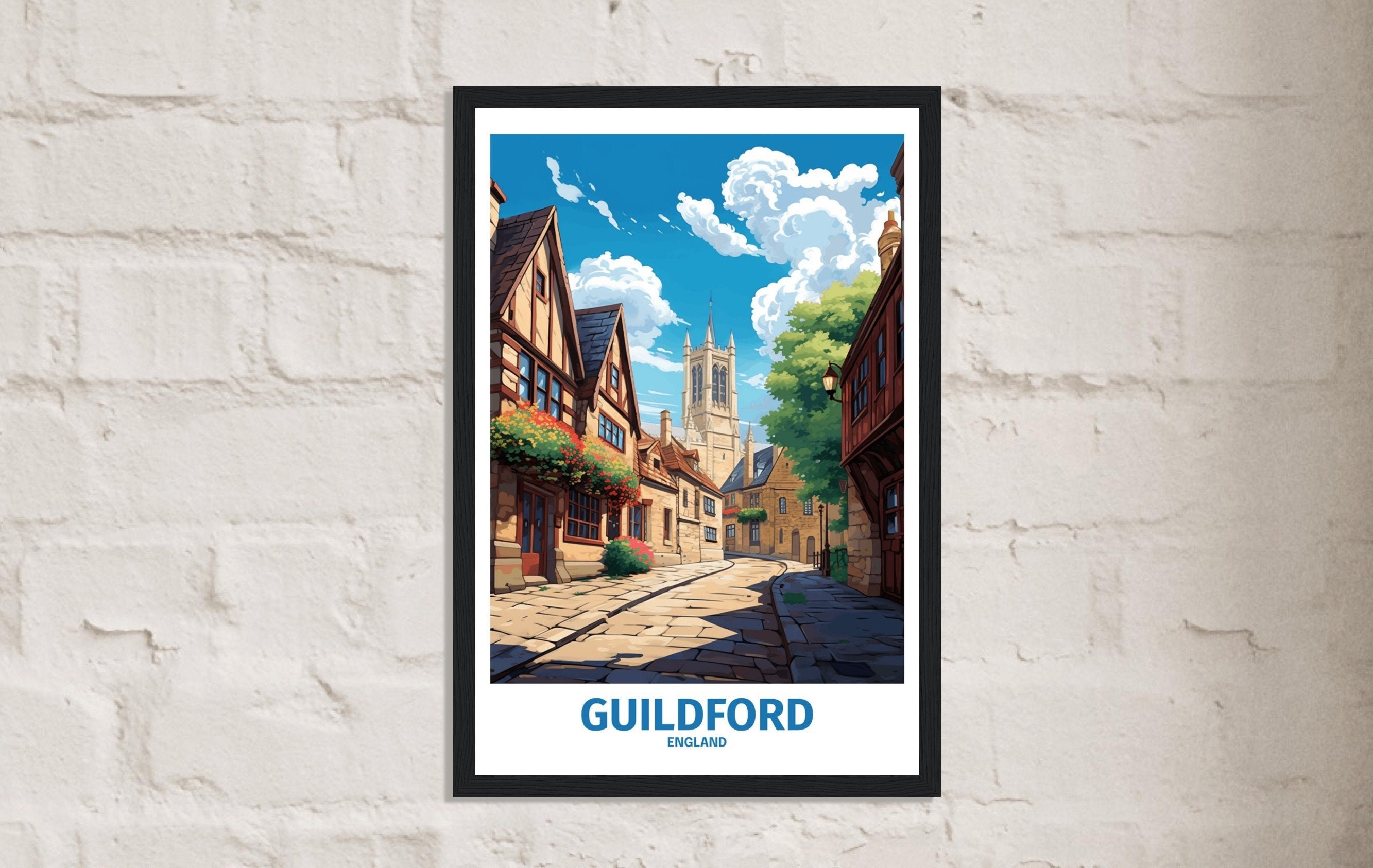 Guildford England Travel Poster Wall Art Print Guildford Etsy