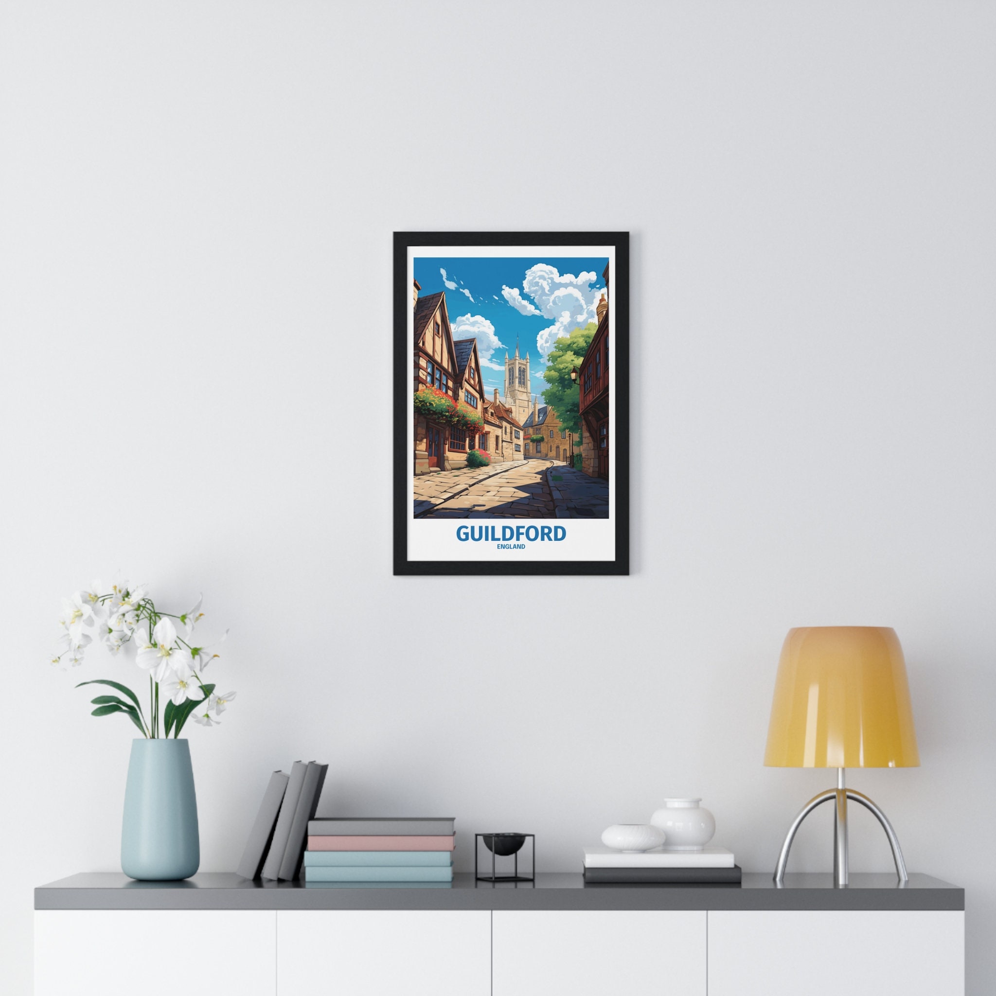 Guildford England Travel Poster Wall Art Print Guildford Etsy