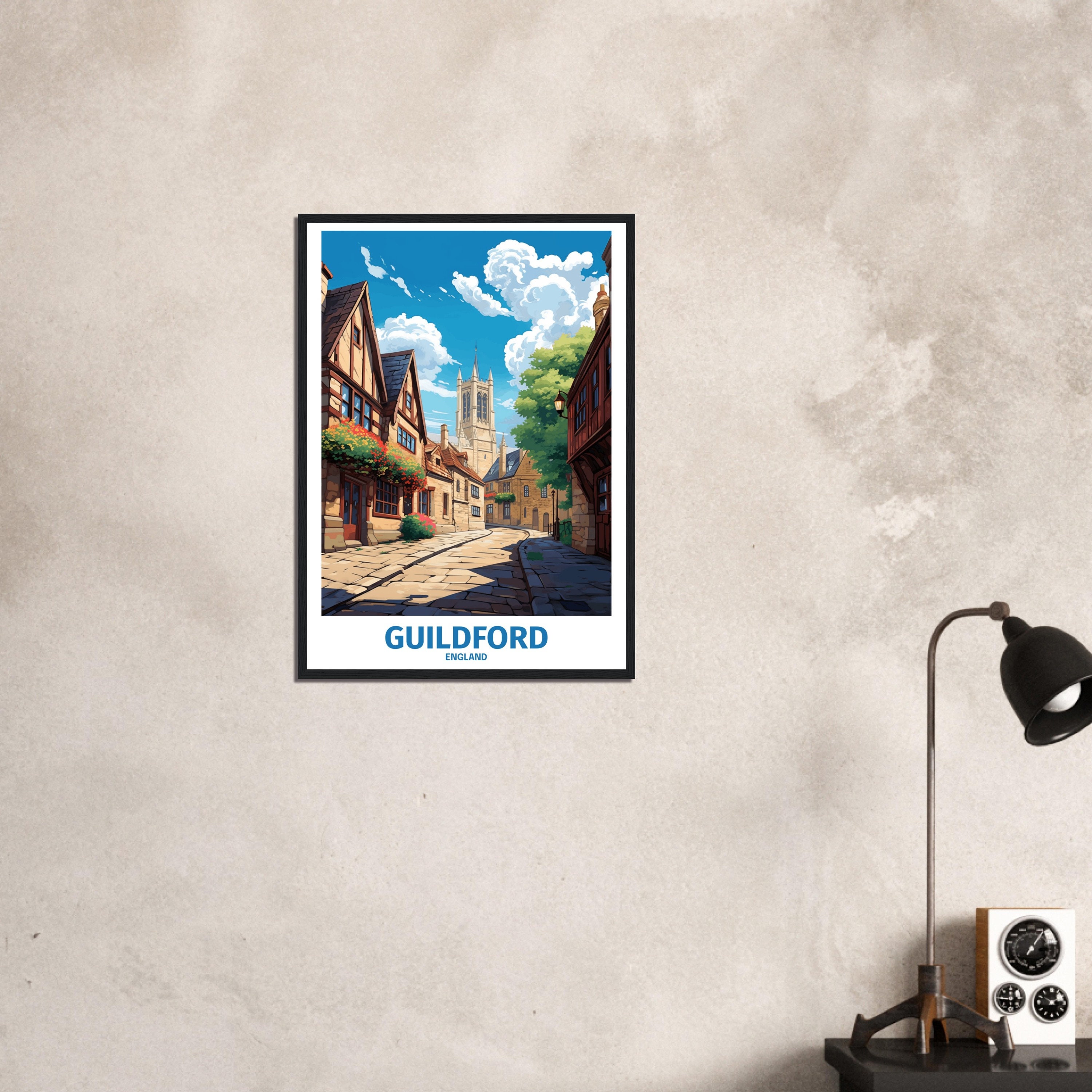 Guildford England Travel Poster Wall Art Print Guildford Etsy