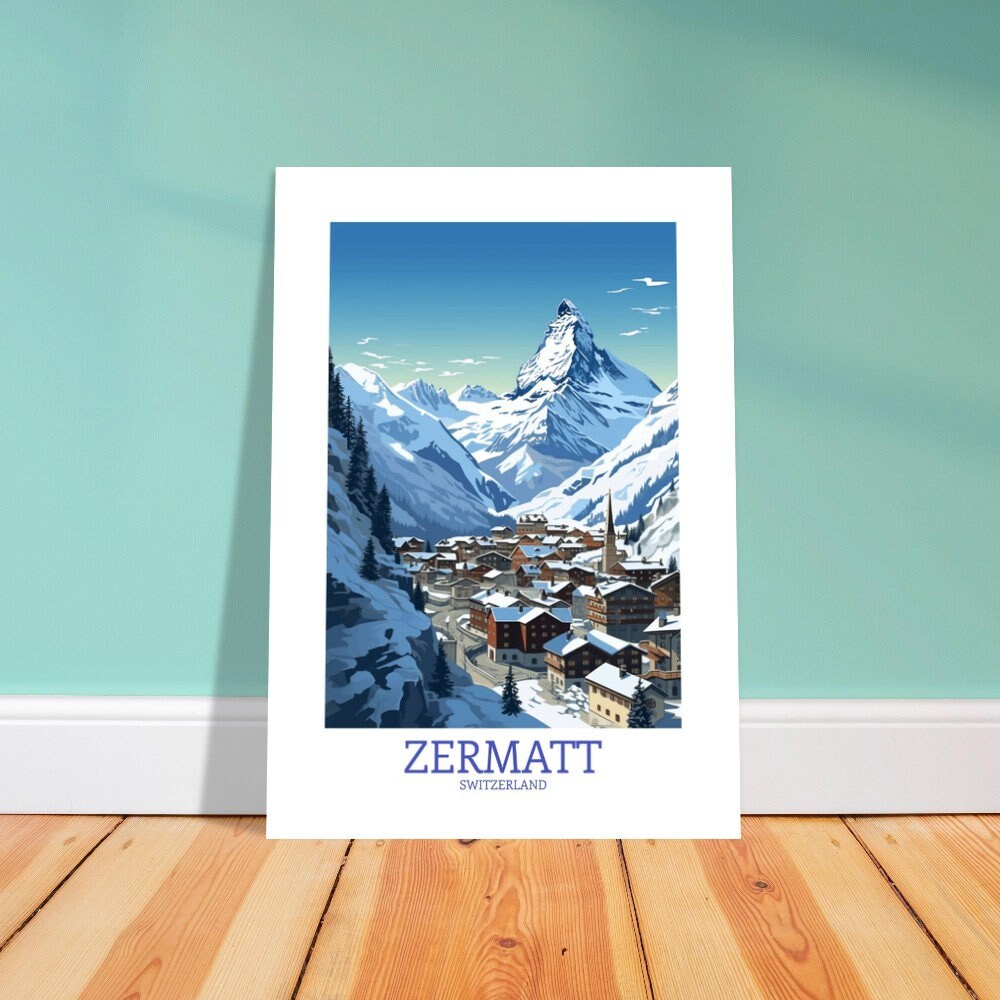 Zermatt Switzerland Travel Poster Wall Art Zermatt Wall Home Etsy