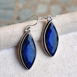 Artisan Labradorite Drop Earrings, Labradorite Gemstone Jewelry, Sterling Silver Statement Earrings, Gift for Women, labradorite jewelry