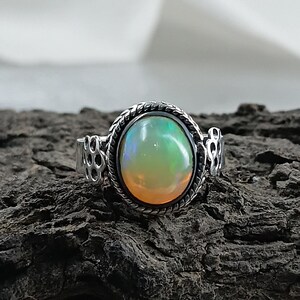 Opal Ring, Dainty Ring, October Birthstone, Opal Jewelry, Stackable Rings, Rings for Women, Gift for Her, Gift for Mom, Gemstone Ring