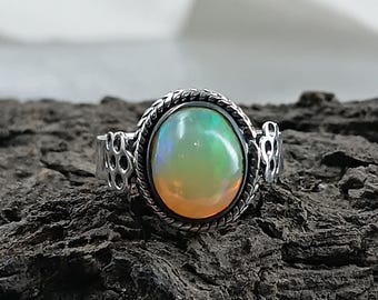 Opal Ring, Dainty Ring, October Birthstone, Opal Jewelry, Stackable Rings, Rings for Women, Gift for Her, Gift for Mom, Gemstone Ring