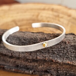 Artisanal Tow Tone Elegance Bangle lClassic Moissanite sterling silver cuff bracelet | Stackable Layered Open Hinged Bangle, valentine gifts