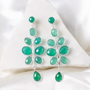 Elegant Green Onyx Earrings, Green Onyx Earrings, Green Stone Earring, Dark Green Onyx Earrings, Stone Earrings, Genuine Green Onyx Earrings
