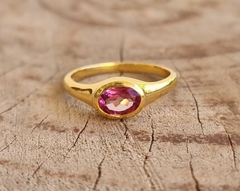 Pink Tourmaline Ring, 925 Sterling Silver Ring, Handmade Ring, Statement Ring Oval Gemstone Ring Anniversary Ring, Boho Ring Gift For Her