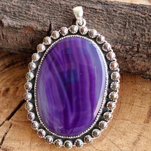 Natural Purple Agate Gemstone Pendant  | Polished Agate Slice for Healing, Protection, and Décor | huge Purple Crystal for Chakra Balancing