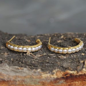 Natural Pearl Hoop, Wedding Bridesmaids Jewelry, Elegant Stylish pearl hoop, 18k Gold Plated Golden earring, gifts for her, valentine gifts