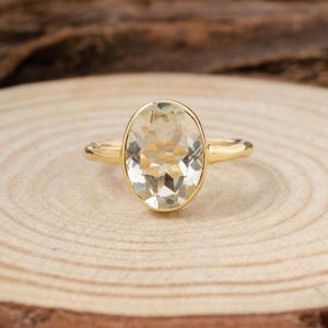 18k Gold Prasiolite  Ring, Green Amethyst Ring, Oval Ring, Prasiolite Solitaire Ring, Rose Cut Oval Prasiolite Ring, valentine gifts