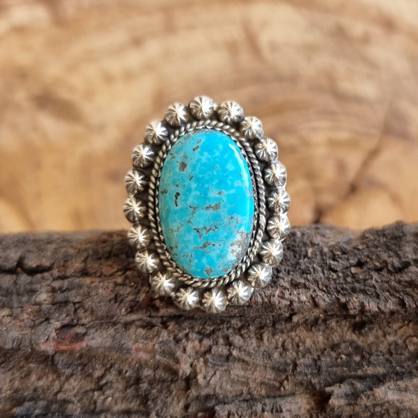 Natural Arizona Turquoise Oval Designers Ring, 925 Sterling Silver Ring, Handmade Gemstone Ring, Gift For Her, Unisex Ring, Valentine Gift