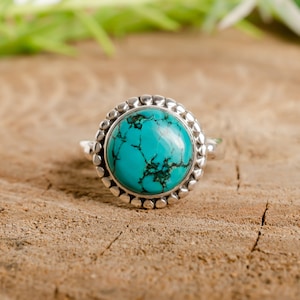 Turquoise Ring, Rings for Women, Boho Ring, Sterling Silver Ring, Turquoise Statement Ring, Gift For Her, Turquoise rings for women