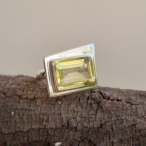 Lemon Topaz Ring Gold | Yellow Topaz Gemstone Ring | November Birthstone Jewelry | Dainty Statement Ring | Gift for Her