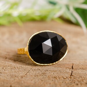 Black Onyx ring, one of a kind genuine black onyx ring, raw onyx ring, solitaire stacking natural onyx ring, valentine gifts