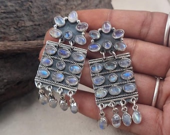 Orecchini pendenti in argento sterling 925 con pietra di luna