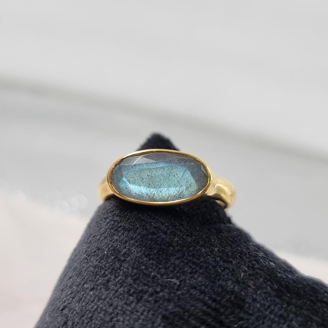 Gold Labradorite Stacking Ring for Women, Labradorite Bezel Ring, Gift ...