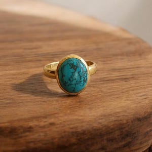 Natural Turquoise Ring, Turquoise rings for women, Statement Ring with Stone, Gemstone Boho Ring, Bohemian Jewelry