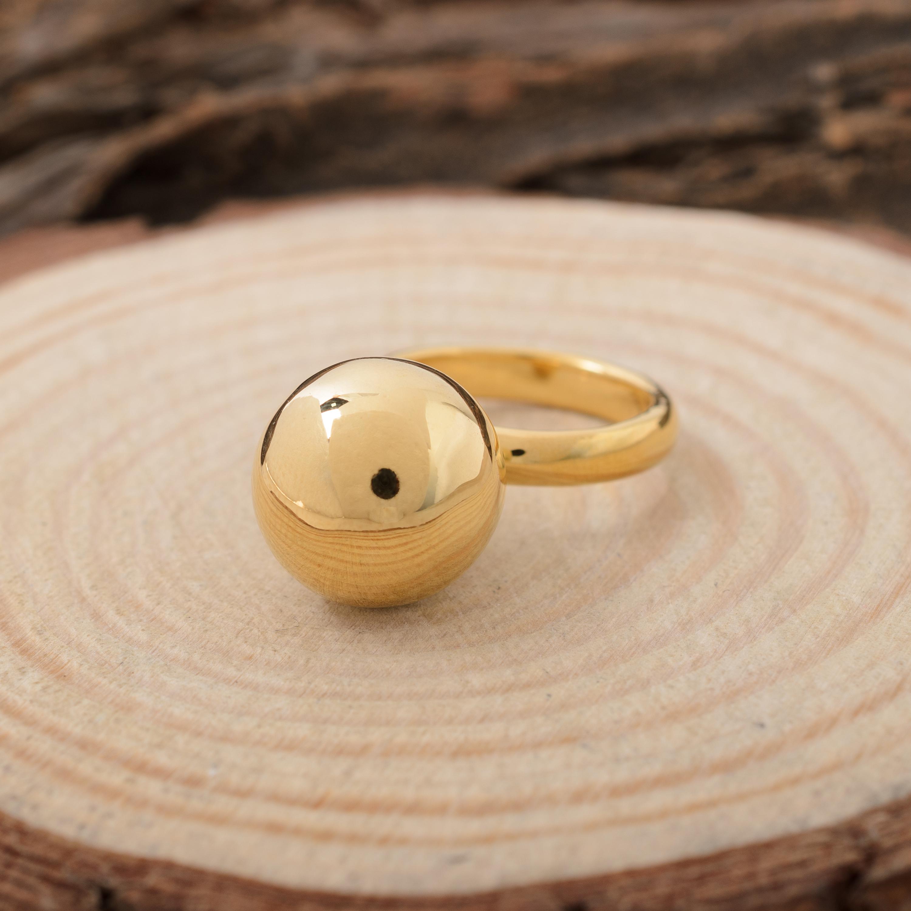 Chunky Gold Ring, 18K Gold Plated Dome Ring, 925 Silver Signet