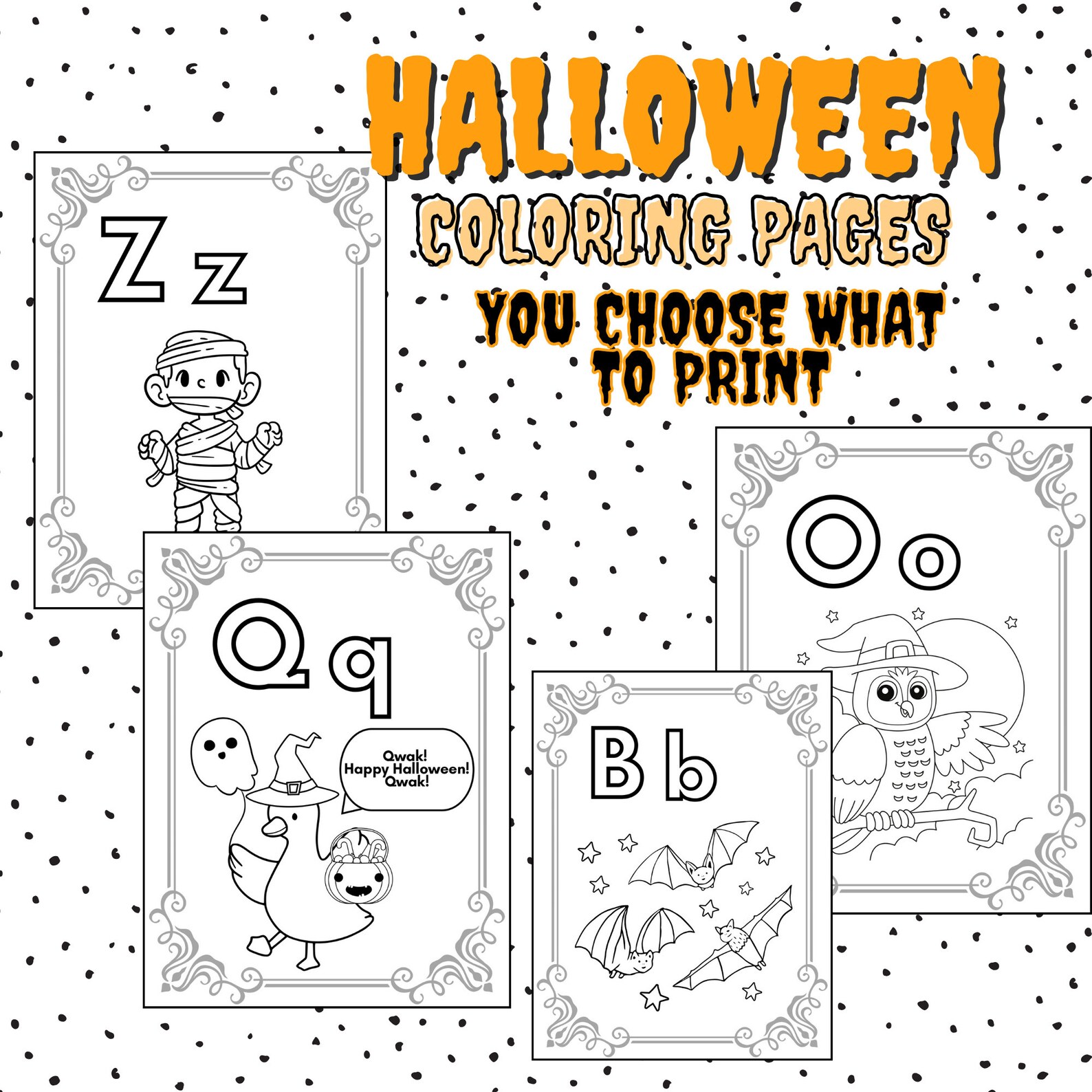 Printable ABC Halloween Coloring Pages, Kids Halloween Coloring Sheets ...