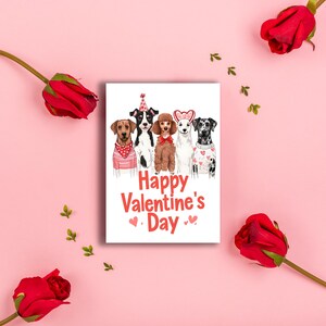 Happy Valentine-kaart, Valentijnsdagkaart, Valentine Dog Card, schattige hondkaart, digitale downloadkaart, afdrukbare Valentijnsdag