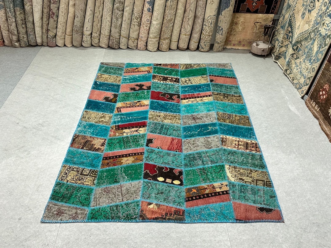5x8 Rug, Historical Patchwork Rug, Handmade Patchwork Rug, Patchwork ...