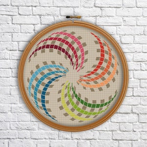 Mandala Kreuzstich Muster, geometrisches Design, Regenbogen, moderner Kreuzstich, PDF, sofort Download, MDL25