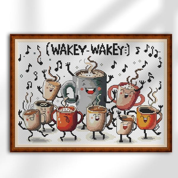 Coffee Party, cross stitch pattern, Tea, Coffee, Scandinavian, modern cross stitch, PDF, instant download, COFFEE02