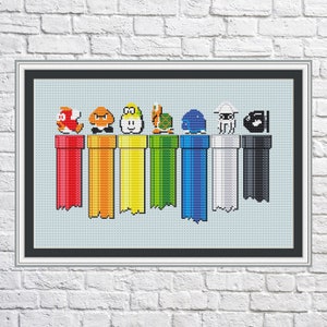 Super mario, games, Heroes embroidery chart, rainbow colors, modern cross stitch, PDF, instant download, GAME05