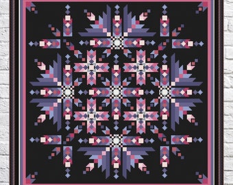 Patchwork, cross stitch pattern, Geometric design, Sampler, rainbow colors, modern cross stitch, PDF, instant download, PATCH63