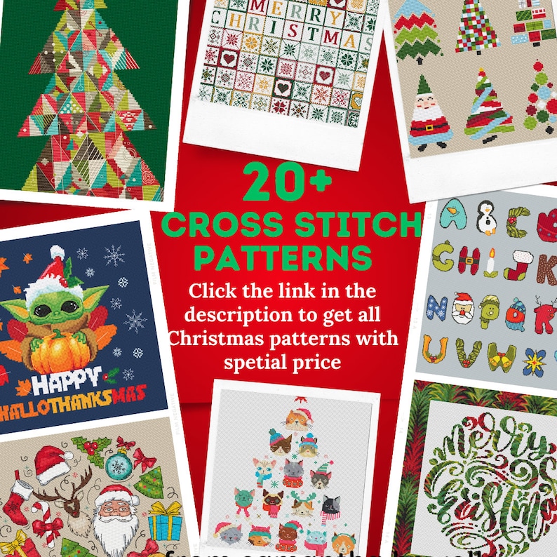 SET of 12 Christmas Trees, Cross Stitch Pattern, New Year Cross Stitch ...